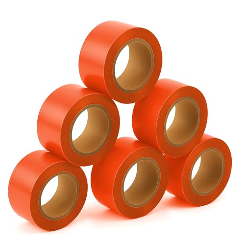SINGHAL 5 Pack Orange Flagging Tape, 1" x 750 ft Length – Highly Visible Survey Tape for Marking & Barricading | Non-Adhesive Trail & Tree Marking Tape