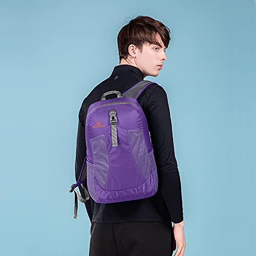 sinotron 22L Lightweight Packable Hiking Backpack, Small Hiking Backpack Day Pack for Women Men Travel Camping Vacation - color: Purple
