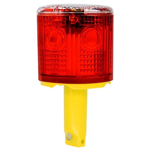 Solar Strobe Warning Light: IP54 Waterproof Flashing Safety High Bright LED Warning Lamp Traffic Light for Construction, Factory, Safety Road Sign, Dock Marine Beacon (Red-Column) - color: Red-Column