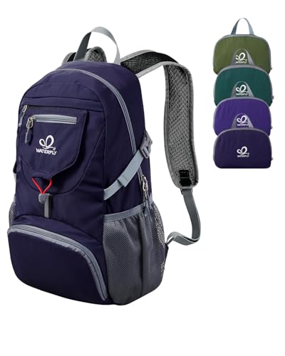 WATERFLY Small Lightweight Packable Backpack: 20l Ultra Light Foldable Travel Hiking Camping Daypack Day Pack for Man Woman | 20L,Recycled nylon material,Multi-compartment storage,Water-resistant,Everyday carry,Ultra Light Foldable Travel Day Pack - color