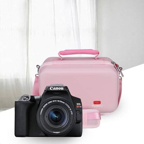 FBLFOBELI EVA Camera Case for Canon EOS Rebel T7/T8i/T5/R50/R100 | Hard EVA Shell, Shockproof & Water-Resistant, Custom Molded Interior, Detachable Shoulder Strap, Travel Storage Bag, Pink - color: Pink