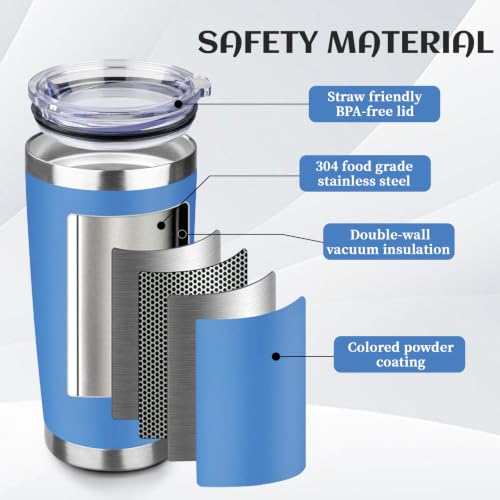 StarSpeed 20oz Stainless Steel Travel Coffee Tumbler,Light Blue - color: Light Blue