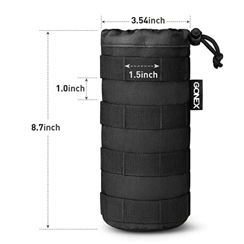 Gonex MOLLE Bottle Pouch, Drawstring Water Bottle Holder | 900D Oxford, Mesh Bottom, Fits MOLLE Packs & Vests, Flexible Height, Holds Bottles or Umbrellas - color: Black