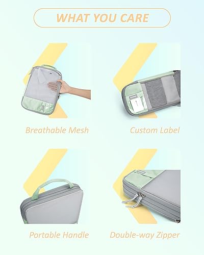 BAGSMART Compression Packing Cubes for Travel Essentials - color: Lime Cream, size: Set of 6