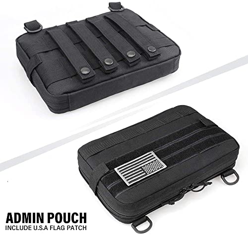 WYNEX Tactical Admin Molle Pouch, Medical EDC EMT Utility Bag Shell Design Attachment Pouches 1000D Nylon Hiking Belt Bags - color: Black (Upgraded)