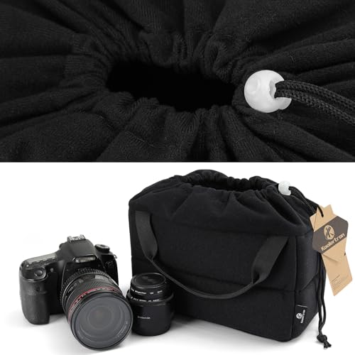 Koolertron Shockproof Camera Photo Bag for SLR TLR Camera Insert Partition Padded Case,Can be Put Directly Into the SLR Camera Bag With Freely Adjustable Compartment - color: Black with Straps