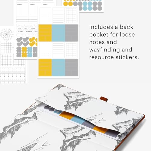 Stone Journal Explorer Notebook – A5 Waterproof Paper Field Journal, Vegan Leather Hardcover, 144 Pages Alternating Ruled & Dot Grid, Back Pocket, Weather-Resistant (Tan Brown) - color: Tan Brown