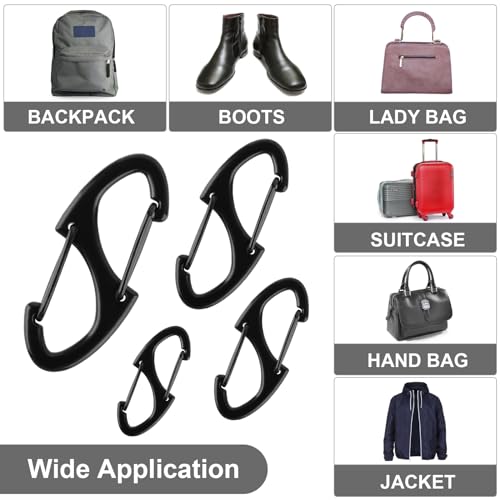 Zipper Clips Anti Theft, 20 Pcs Zipper Pull Locks for Backpacks, Double-Sided Spring S Carabiner Clasps Theft Deterrent for Luggage Suitcase Handbags Keys Purse - color: Black