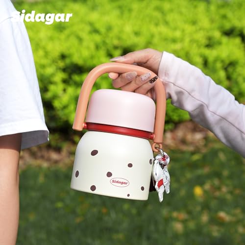 24 oz Insulated Food Jar with Handle, Aesthetic Stainless Steel Vacuum Lunch Container for School Office, Keep Hot/Cold Soup, Oatmeal, Smoothie Bowl, Peach Mocha Dot - color: Peach Mocha Dot