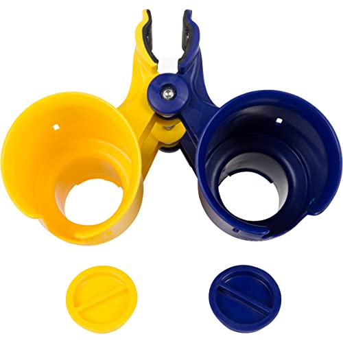ROBOCUP, (Yellow & Navy), Patented Clamp On Boat Cup Holder |Multifunction Dual Drink Caddy for Fishing Poles, Tools, Net, Gaff |Portable Storage for Boating, Beach, Umbrellas, Golf Carts, Strollers - color: Navy & Yellow, size: Standard Spring