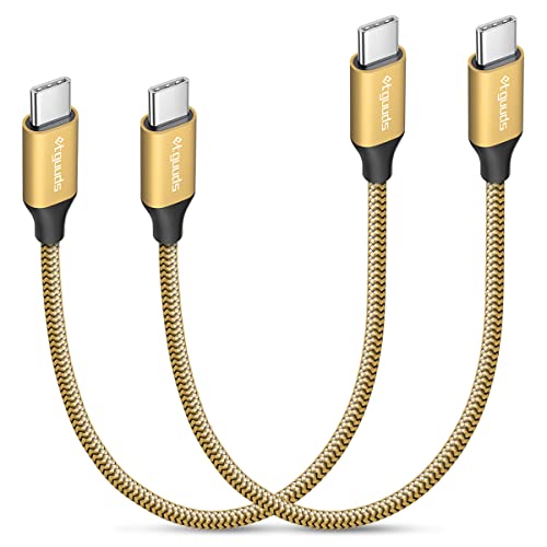 etguuds USB C to USB C Cable 1ft, 2-Pack 60W C to C Cable Fast Charging | for iPhone 17 16 15 Pro Max Plus Air, Samsung Galaxy S26 S25 S24 S23, USBC iPad MacBook Charger Cord Type C, Pixel, Gold - color: Gold, size: 1ft
