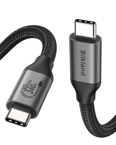 Silkland 80Gbps USB4 for Thunderbolt 5 Cable 3.3FT, 120Gbps Bandwidth, 240W | up to 4K@540Hz/Dual 8K, USB-IF Certified, Braided USB C Video Cable Compatible for Thunderbolt 4, SSD, MacBook, iPhone17 - size: 3.3 Feet