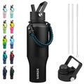 BJPKPK 35oz Insulated Water Bottle with Straw Lid, Stainless Steel Bottle - color: Black, style: 35oz