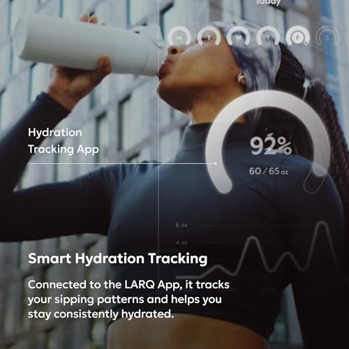 LARQ PureVis 2 Smart UV-C Self-Cleaning Insulated Water Bottle Filter Straw - color: Granite White, size: 34 Ounces