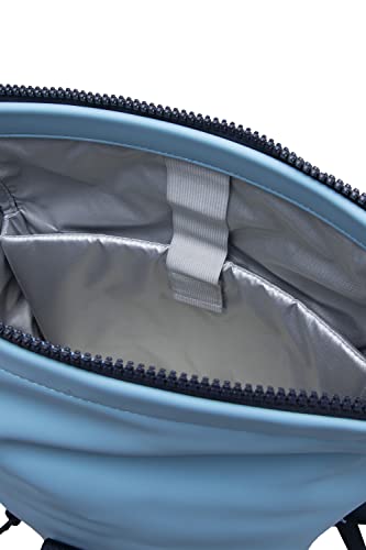 X RAY Roll Top Laptop Backpack for Men Women, PU Leather Expandable Roll Up Backpack Capacity Adjustable 22L & Fits 15.6" Laptop, Carolina Blue/Navy - color: Carolina Blue/Navy