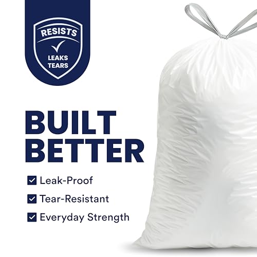 Plasticplace 4 Gallon White Drawstring Trash Bags,– 0.7 Mil Leak-Proof Garbage Liners for Small Trash Can,Bathroom,Kitchen,Office,and Car Use,200 Count (Pack of 2) - size: 200 Count (Pack of 2)