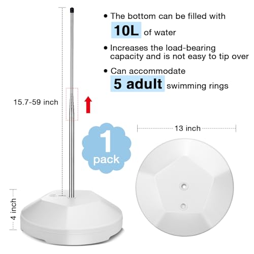 Pool Float Storage Rack Pool Float Holder Stainless Steel Equipment Holder Water Filling Base Portable Scalable Outdoor Rack for Swimming Outdoor Storage(13 x 59 in,White) - color: White, size: 13 x 59 in