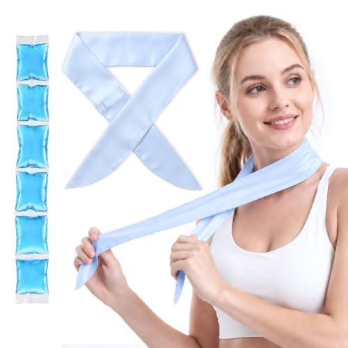 Cooling Towel with Soft Gel Ice Pack Inserts |Gel Ice Packs Reusable - Multi Purpose Compression Wrap - Neck, Legs, Arms, Shoulders - Ideal for Post Surgery, Migraines, Hiking and Injuries (Blue) - color: Blue