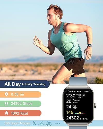 1.95" Smart Watch for Men Women with ALEXA, Fitness Watch for Android iOS - color: Blue