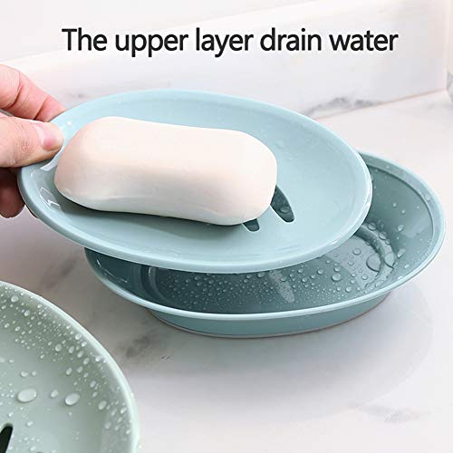 WYOK 2-Pack Soap Dish Plastic Soap Holder with Drainage for Shower (Blue) | Bar Soap Tray, Soap Case with Drain, Keep Soap Dry, Self Draining, Non-Slip, Easy Cleaning, For Bathroom Kitchen Sink - color: Blue