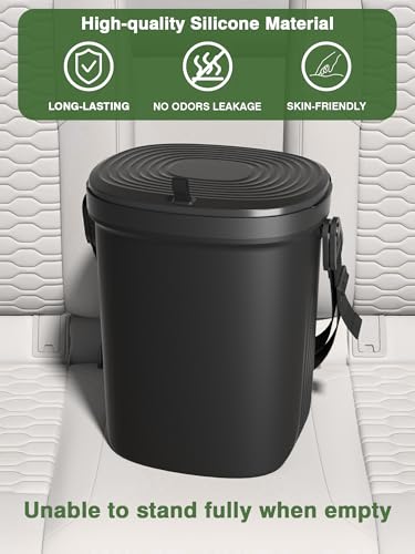 Garoopion Soft Silicone Car Trash Can 1.9 Gallon with Leakproof Design - color: Black