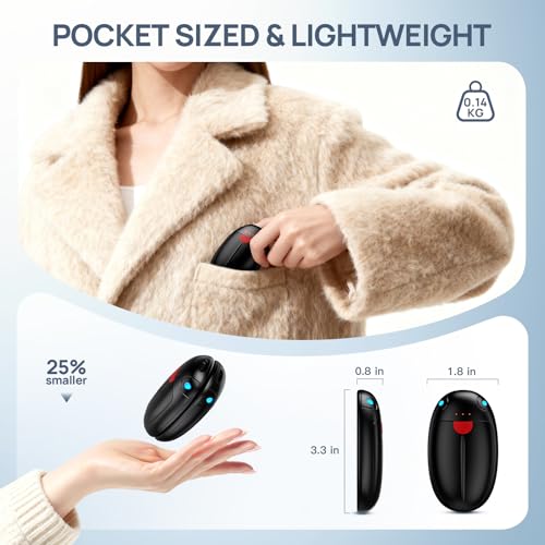 Hand Warmers Rechargeable, 2 Pack Portable Pocket Hand Warmers, 20Hrs Long Heating Double Warm Electric Handwarmers, Reusable Heater for Outdoors, Camping, Hunting, Golf, Fishing