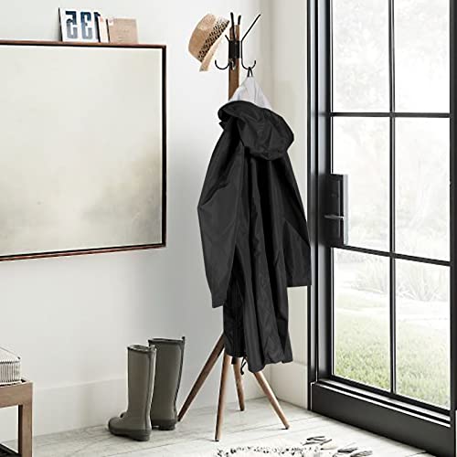 ANYOO Waterproof Rain Poncho Lightweight Reusable Hiking Hooded Coat Jacket for Outdoor Activities - color: Black