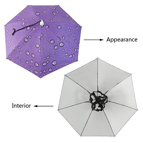 NEW-Vi Umbrella Hat Adult and Kids Folding Cap for Beach Fishing Golf Party Headwear - color: Purple