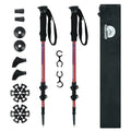 Trekking Poles Collapsible Hiking Poles, Lightweight Aluminum Hiking Sticks - color: Red