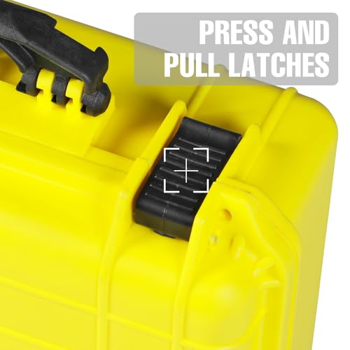 Jack Boss Waterproof Hard Camera Case with Pre-cut Foam,Yellow | Portable Protective Hard Shell Case With Updated Plastic Material,Fit Drones,Camera,Equipments,18x13.6x6.8 Inch - color: YELLOW