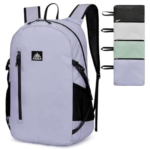 Nylon Folding Hiking Backpack for Women Men, 20L Lightweight Waterproof Packable Daypack with Reflective Strips for Traveling Daily Outdoor Sports, Purple - color: Purple