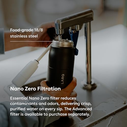 LARQ PureVis 2 Smart UV-C Self-Cleaning Insulated Water Bottle Filter Straw - color: Obsidian Black, size: 23 Ounces