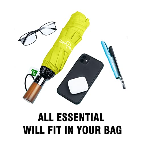 Raintrend Windproof Travel Umbrellas for Rain Automatic +10% Bigger Canopy Strong Frame Compact Folding Portable Umbrella for Women Men Backpack Purse - color: Yellow