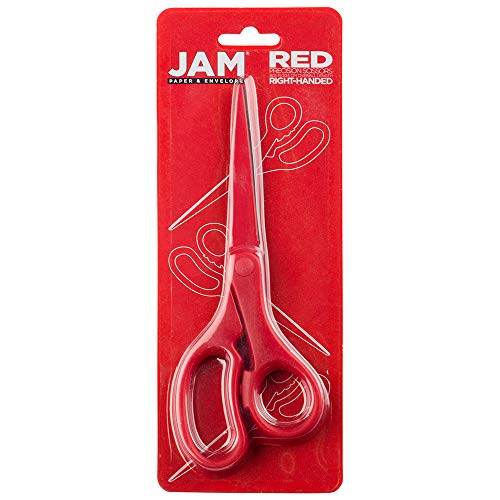 JAM PAPER Multi-Purpose Precision Scissors - 8 Inch - Red - Ergonomic Handle & Stainless Steel Blades - Sold Individually - color: Red, size: Standard (8 Inch)