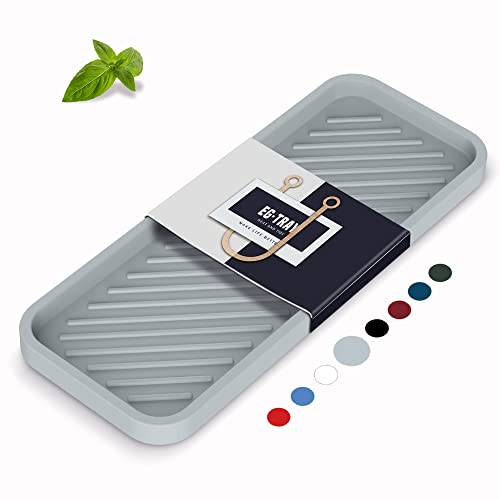 Silicone Sponge Holder, Kitchen Sink Organizer Tray（Grey） - color: A-gr, size: 9.3x3.6inch