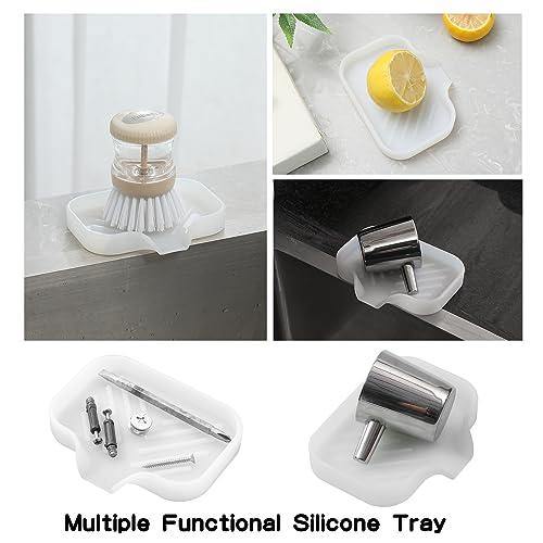 MicoYang Silicone Soap Dish with Drain Spout, Self-Draining Sink Organizer Tray for Bathroom & Kitchen, Sponges, Dispensers & Soap Holder, Non-Slip & Dishwasher Safe, Translucent (Compact, 4.9"×3.2") - color: Translucent, size: S(4.9"×3.2")