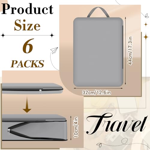 Hosuly 6 Pcs Compression Packing Cubes, 17.3 x 12.6'', Dark Gray - color: Dark Gray