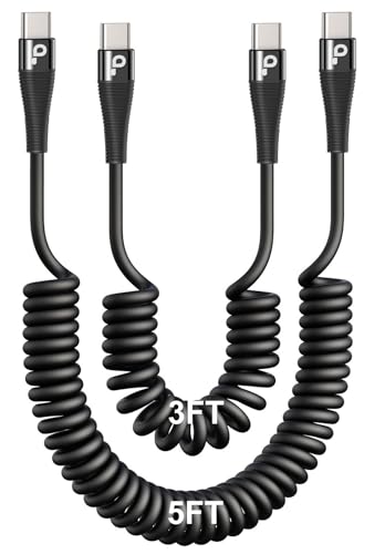 USB C to C Cable for Car 3FT&5FT, Coiled USB C Fast Charging Cable for | iPhone 17 Short USB Type C Cable for iPhone 17/16/15/Pro Max/Plus/Samsung Galaxy S23, Compatible All Type C Devices-Black - color: Black, size: 3FT/5FT, style: USB C to USB C