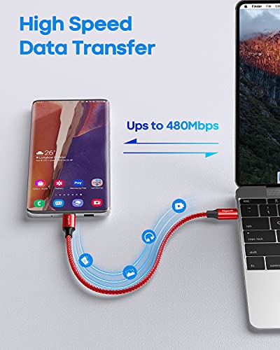 etguuds USB C to USB C Cable 1ft, 2-Pack 60W C to C Cable Fast Charging | for iPhone 17 16 15 Pro Max Plus Air, Samsung Galaxy S26 S25 S24 S23, USBC iPad MacBook Charger Cord Type C, Pixel, Red - color: Red, size: 1ft