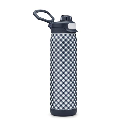 ZULU Powerfill Pro 24oz Stainless Steel Sip or Chug Water Bottle, Checkmate Navy - color: Dark Navy, style: 24oz
