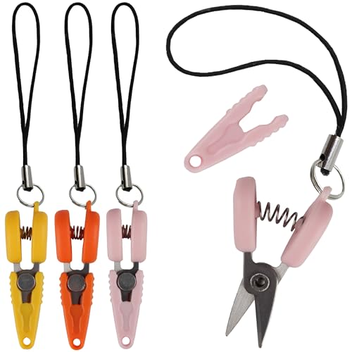 JubileeYarn Itty Bitty Snippy Portable TSA Compliant Keychain Scissors - Vivid Orange, Sugar Pink, Sunray Yellow - 1 Scissor Each - color: Vivid Orange, Sugar Pink, Sunray Yellow, size: 3 Pairs