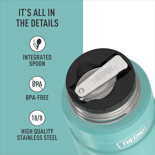 THERMOS Stainless King Food Jar with Spoon, 16oz, Matte Teal - color: Matte Teal, size: 16 Ounce