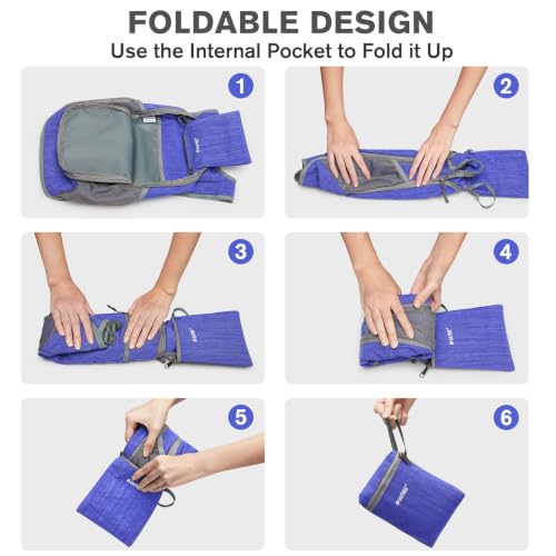 G4Free 10L/15L Hiking Backpack Lightweight Packable Hiking Daypack Small Travel Outdoor Foldable Shoulder Bag - color: Blue, size: 10L