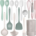 AOTHOD Silicone Cooking Utensils Set - 446°F Heat Resistant Silicone Kitchen Utensils,Spatula,Spoon, Kitchen Utensil Sets Gadgets Tools Set for Nonstick Cookware,Dishwasher Safe BPA FREE (Multicolor) - color: Multicolor