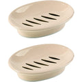WYOK 2-Pack Soap Dish Plastic Soap Holder with Drainage for Shower (Khaki) | Bar Soap Tray, Soap Case with Drain, Keep Soap Dry, Self Draining, Non-Slip, Easy Cleaning, For Bathroom Kitchen Sink - color: Khaki