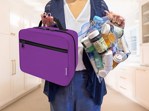Large Pill Bottle Organizer & Medicine Bag for Travel, Purple - color: - LG Purple