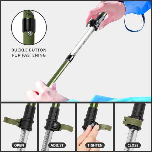 Trekking Poles, Collapsible Hiking Poles,Lightweight and Compact Walking Sticks with Adjustable Height for Men and Women - color: Green
