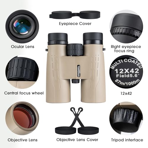 12x42 HD Binoculars for Adults High Powered Binoculars with Upgraded Phone Adapter Compact Binocular with Low Light Night Vision for Bird Watching Hunting Outdoor Sports Concerts Green - color: Green