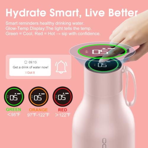 VSITOO S1 Max 33oz Insulated Stainless Steel Self-Cleaning Water Bottle | Large 33oz Insulated Bottle With Auto Self-Cleaning, App or Touchscreen Control, Temp Display, 30-Day Battery & 24H Cold - color: pink
