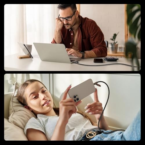 MFish USB C to USB C Cable, 240W 4 in 1 Charging Cable, Black, 6.6FT | Carrying Case, USB-A & USB-C to USB-C/Lightning, For iPhone 17/16/15/14, MacBook, iPad, Laptop, Samsung S25/S24 - color: Black, size: 6.6FT(Upgraded)